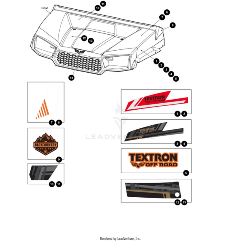 Hood Decal Inner Face Right (Ballistic Bronze) (For Havoc X Models Only) by Arctic Cat