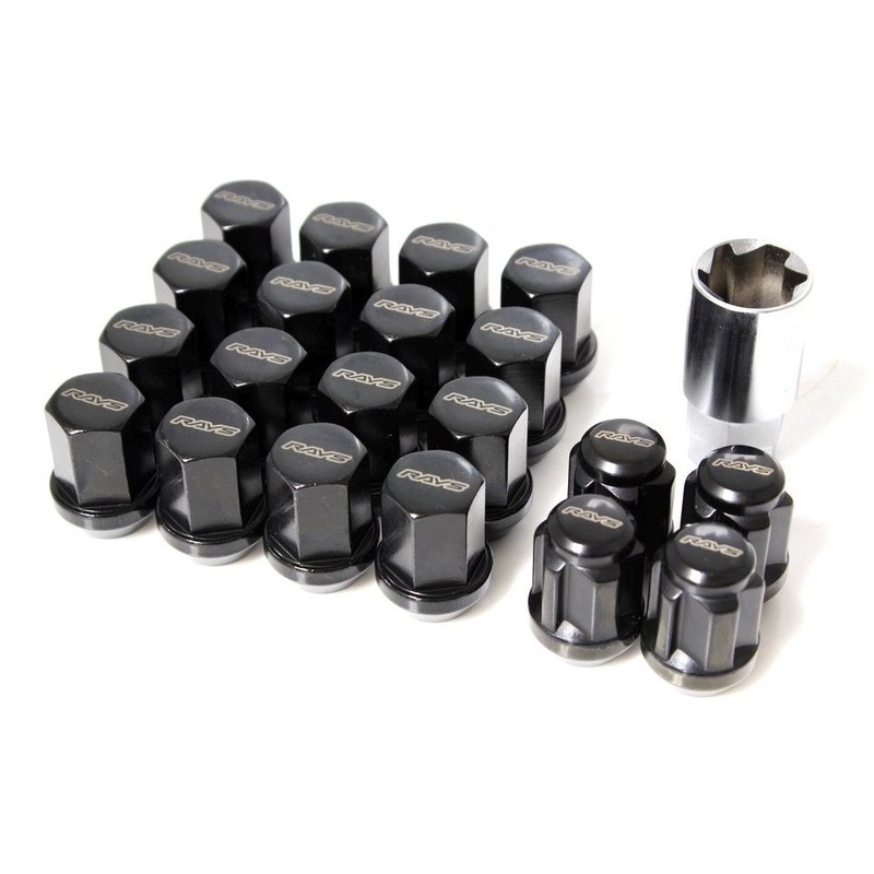 RAYS 19 Hex Lug Nuts Black 12×1.50 (16+4 Locks)