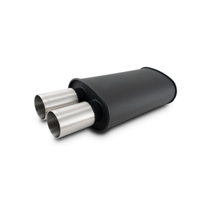 Vibrant StreetPower Flat Muffler Dual 304SS Brushed Tips 9in x 5in x 15in – 3in Dual Inlet