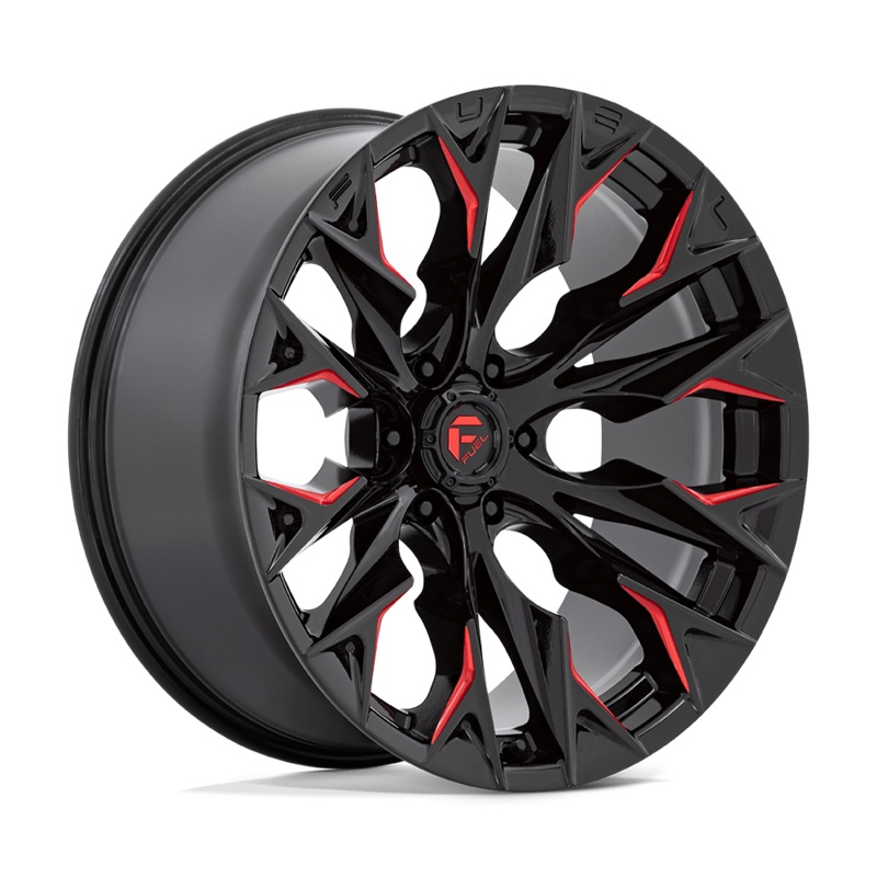 Fuel Wheels D823 Flame 22″ 6×139.7 Gloss Black Milled With Candy Red