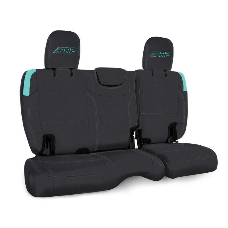 PRP Jeep Wrangler JL Rear Bench CoversU – 4 door with no armrest – Black/Teal