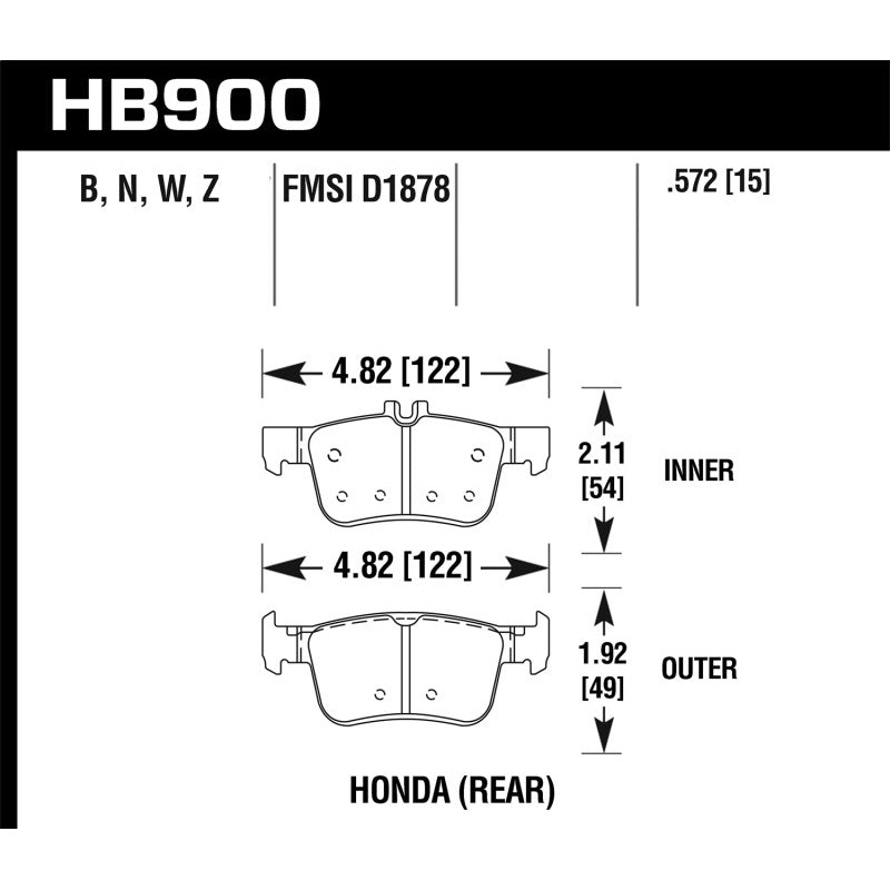 Hawk 16-19 Honda Civic (Excludes Si and Type R) HP+ Street Rear Brake Pads