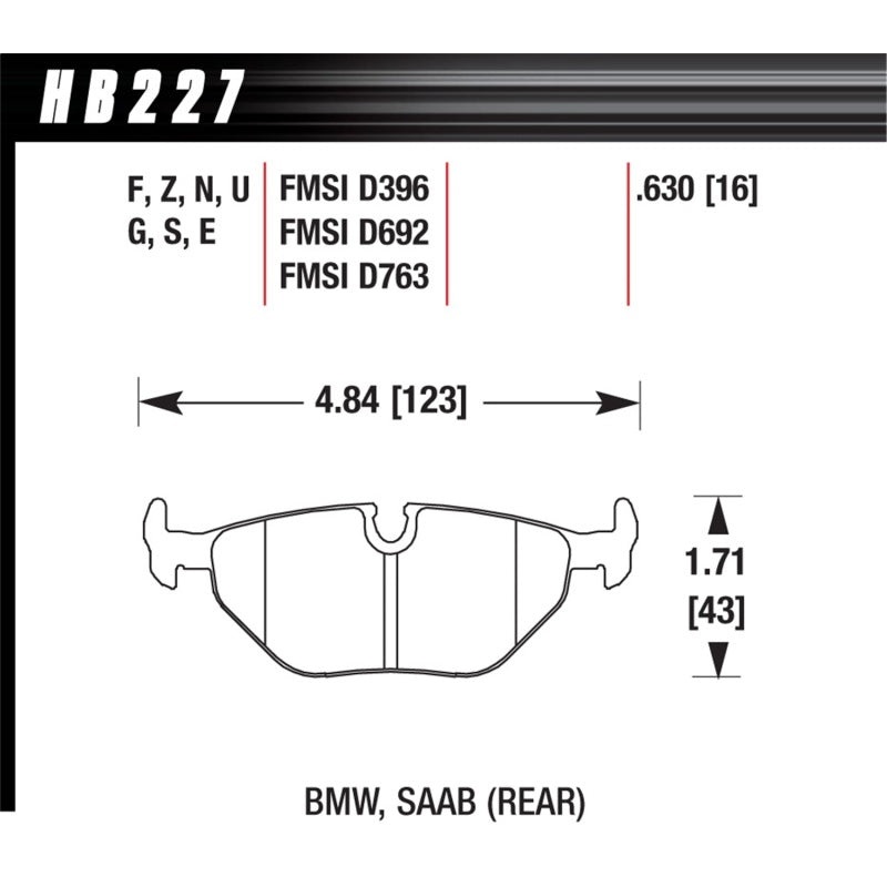 Hawk 95-99 BMW M3 E36 Performance Ceramic Street Rear Brake Pads