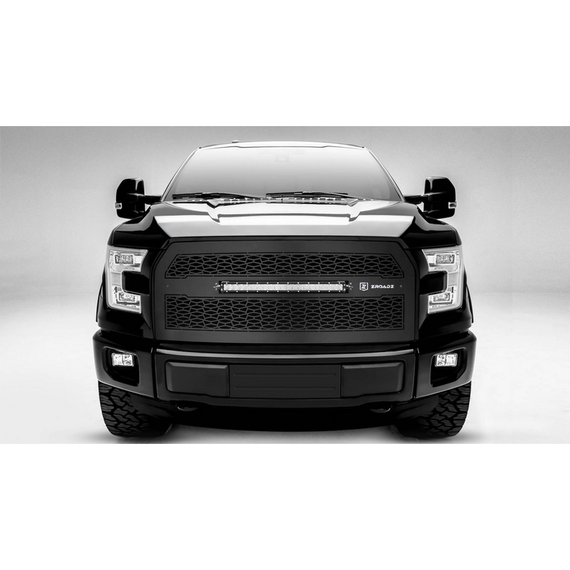T-Rex ZROADZ Series 2015-2016 Ford F150 w/o Forward Facing Camera, LED Lighted Grille w/ One 20 Inch Slim single row 2pc Grille (Black)