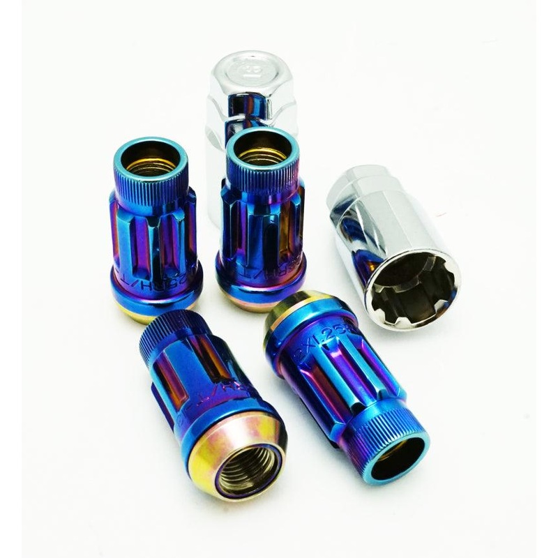 Wheel Mate Muteki SR45R Lug Nut Kit Lock Set 12×1.50 45mm – Burned Blue Neon