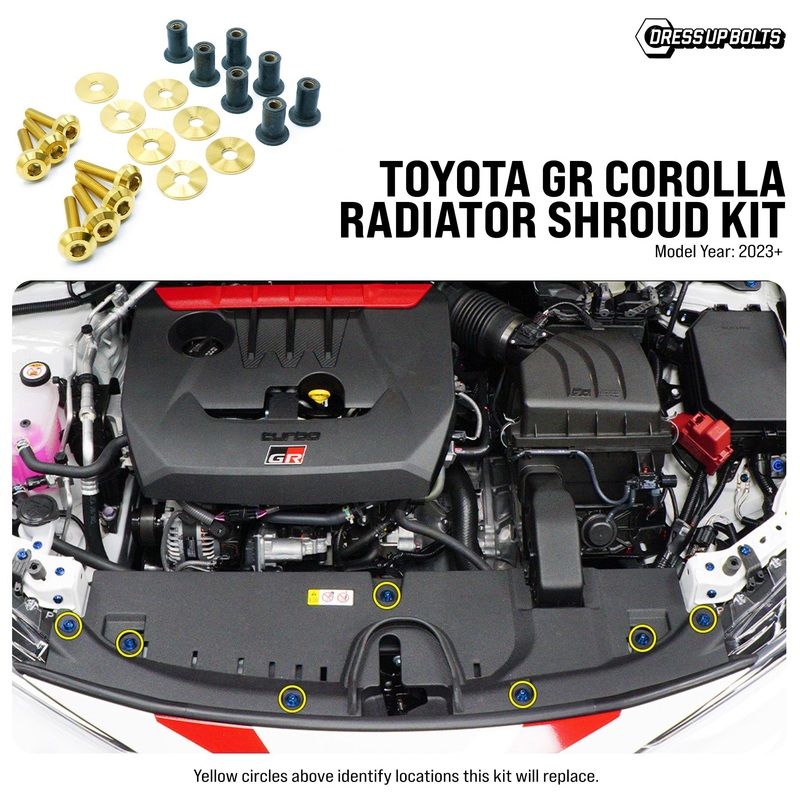Dress Up Bolts [23+ GR Corolla] Titanium Hardware Radiator Shroud Kit