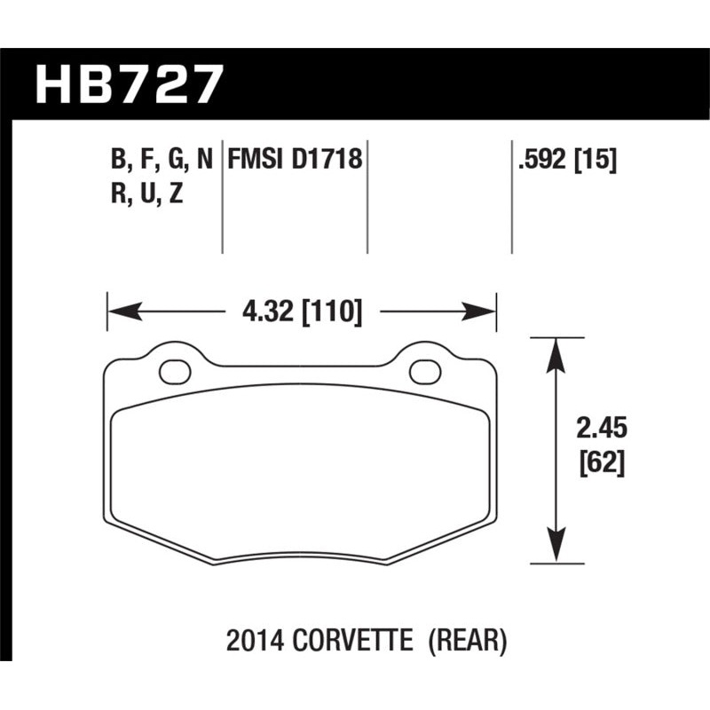 Hawk 2014 Chevrolet Corvette HPS 5.0 Rear Brake Pads