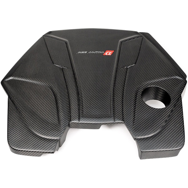AMS Red Alpha Matte Carbon Engine Cover | 2016-2024 Infiniti Q50/Q60 3.0T (ALP.28.06.0001-1)