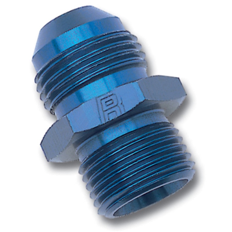 Russell Performance -4 AN Flare to 8mm x 1.0 Metric Thread Adapter (Blue)