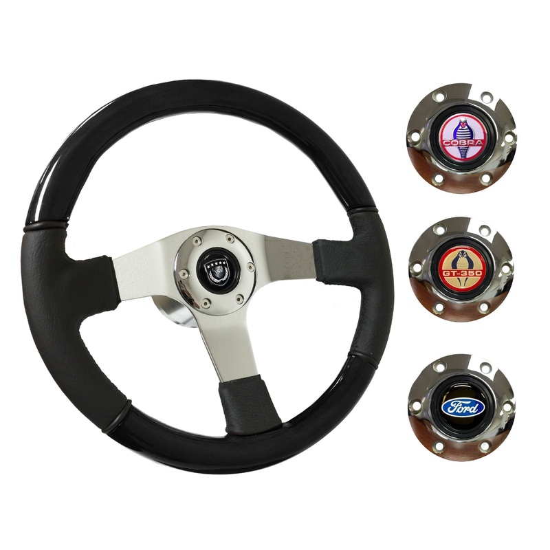 1968-78 Ford Mustang Steering Wheel Kit | Black Ash Wood – Leather