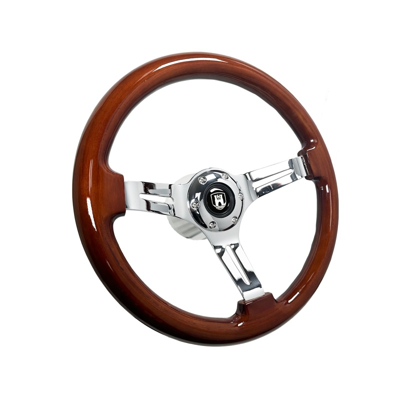 Volkswagen 6-Bolt Steering Wheel Castle Kit | Mahogany Wood / Chrome