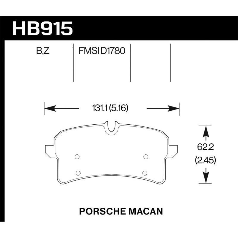 Hawk 16-18 Porsche Macan HPS 5.0 Street Rear Brake Pads