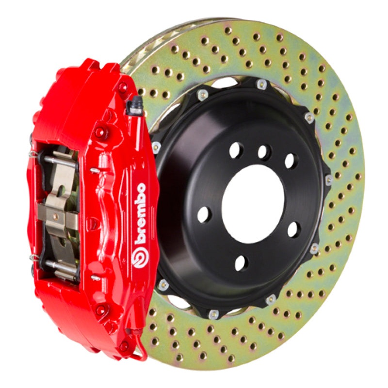 Brembo 08-14 WRX/15-21 WRX Front GT BBK 4 Piston Cast 2pc 355×32 2pc Rotor Drilled-Red | 1H1.8006A2