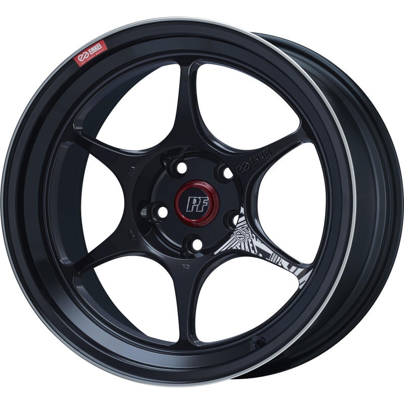 Enkei PF06 18x9in 5×120 BP 28mm Offset 72.5mm Bore Black Machined Wheel