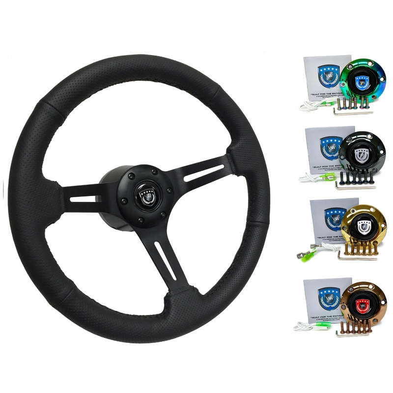 1987-93 BMW 7 Series Steering Wheel Kit | Perforated Black Leather | ST3586BLK