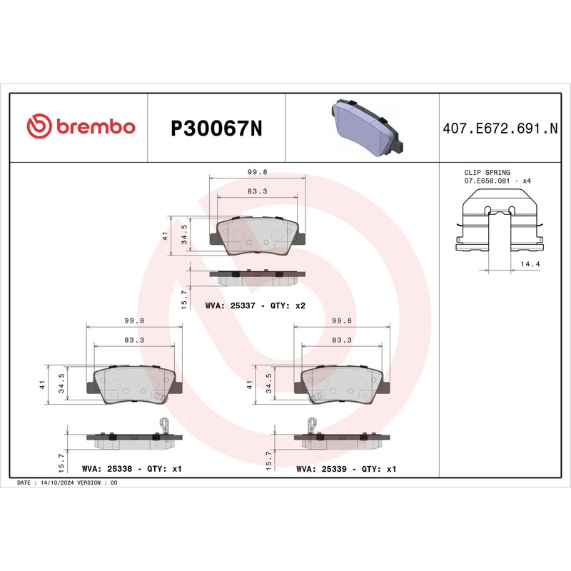 PRIME Ceramic Rear Disc Brake Pad Set – P30067N