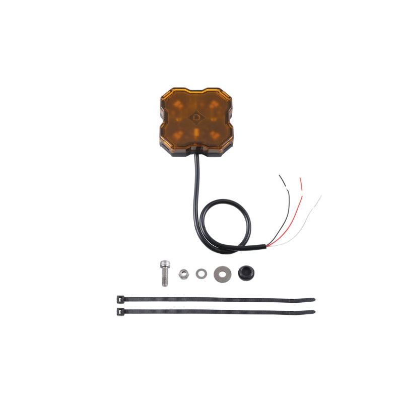 Diode Dynamics Stage Series Single Color LED Rock Light – Amber Hookup (one)