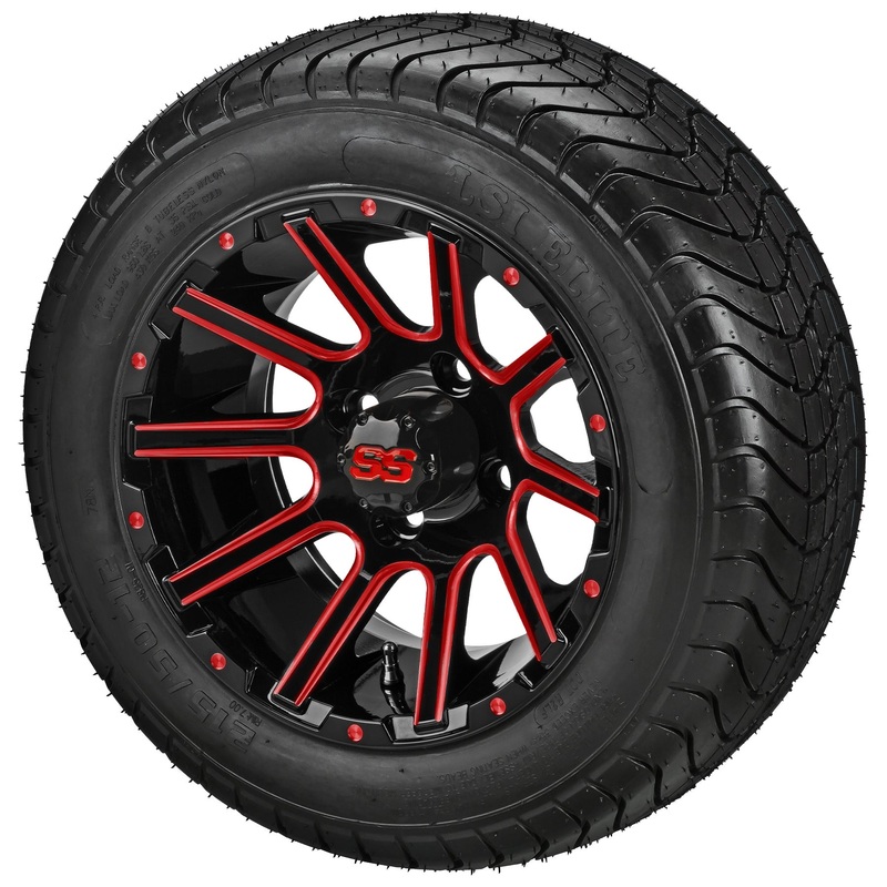 LSI 12″ Venom Black & Red Wheel and Low Profile Tire Combo