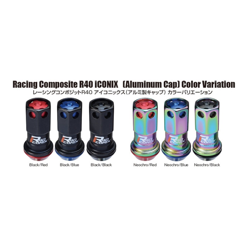 Project Kics 12×1.50 R40 Iconix Lock & Lug Nuts – Neo Chrome w/Black Seat w/o Cap | 16+4 Locks | WRI11NK