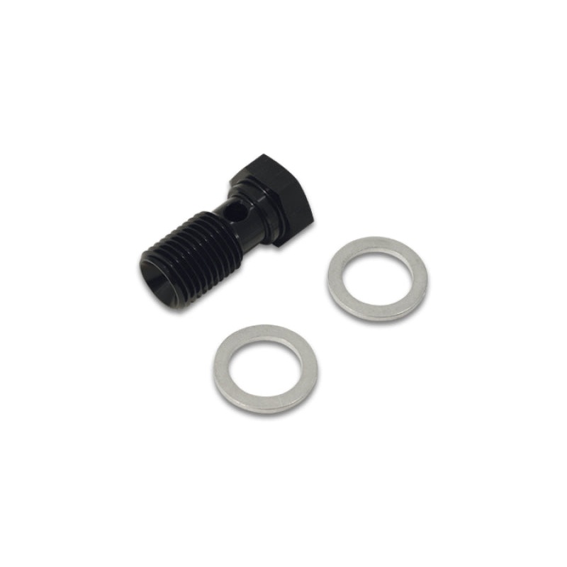 Vibrant Aluminum Banjo Bolt w/2 Washers M14x1.5, 22mm lg – Anodized Black