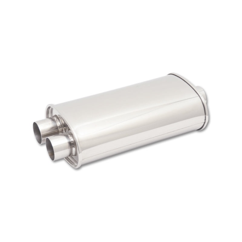 Vibrant StreetPower Oval Muffler 5in x 9in x 15in – 3in inlet/Dual Outlet (Center In – Dual Out)