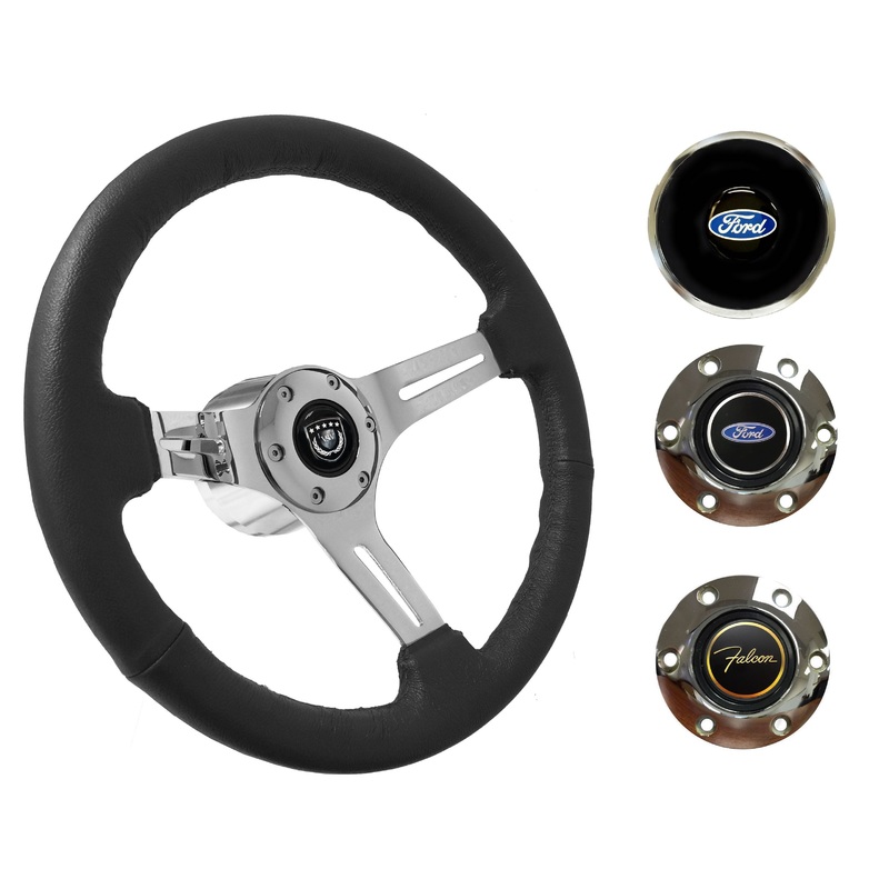 1970 Ford Falcon Steering Wheel Kit | Black Leather | ST3012BLK