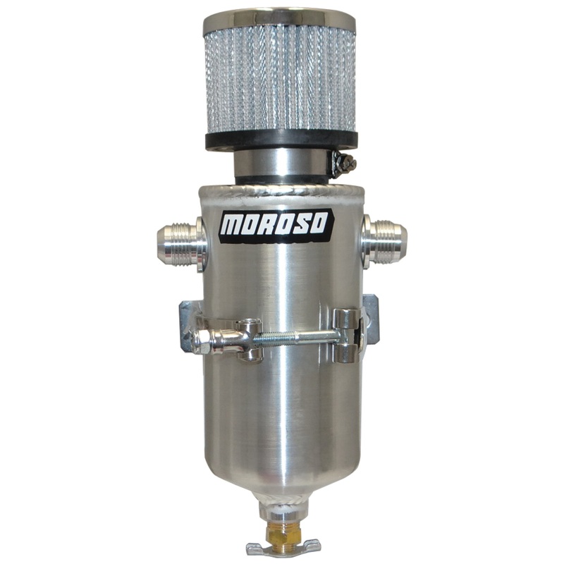 Moroso Breather Tank/Catch Can – Two -10An Male Fittings – Aluminum
