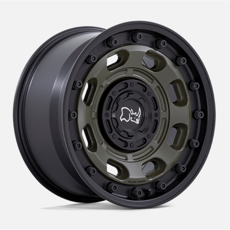 20×10 Black Rhino Atlas Olive Drab Green w/ Black Lip
