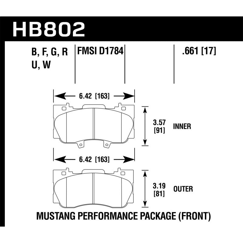 Hawk 15-17 Ford Mustang Performance Pkg (NON GT) HPS Front Brake Pads