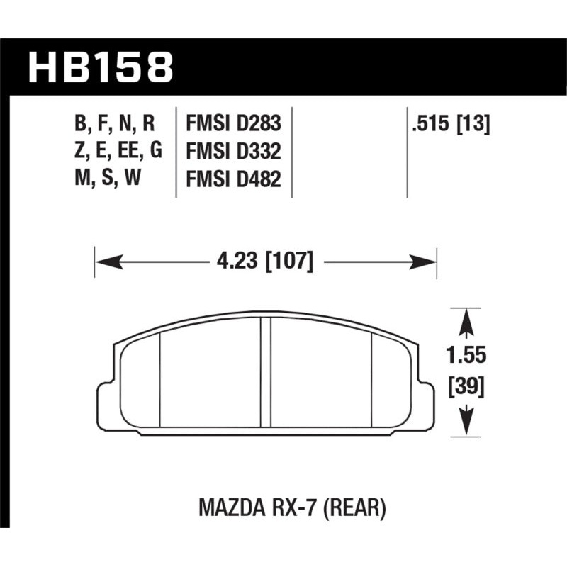 Hawk 86-95 Mazda RX-7 HPS Street Rear Brake Pads