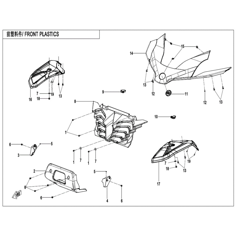 Headlight Panel Fire Red (Replaces 5By0-041021-0R400) by CF Moto