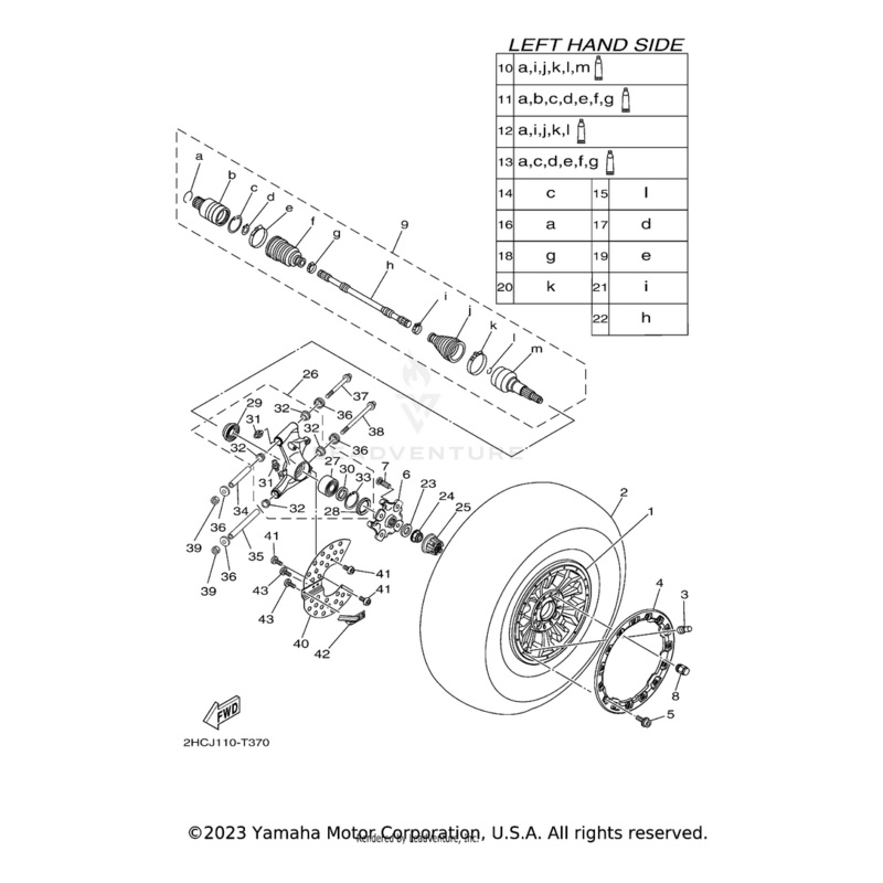 Tire (27X11.00R14 Mu9c 8Pr Tl) by Yamaha