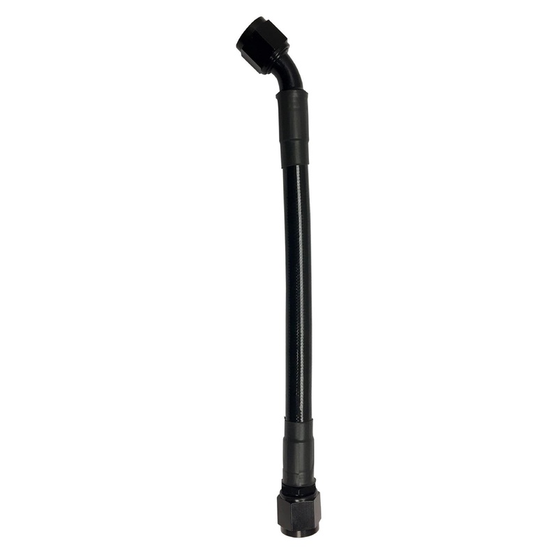 Fragola -10AN Ext Black PTFE Hose Assembly Straight x 45 Degree 10in