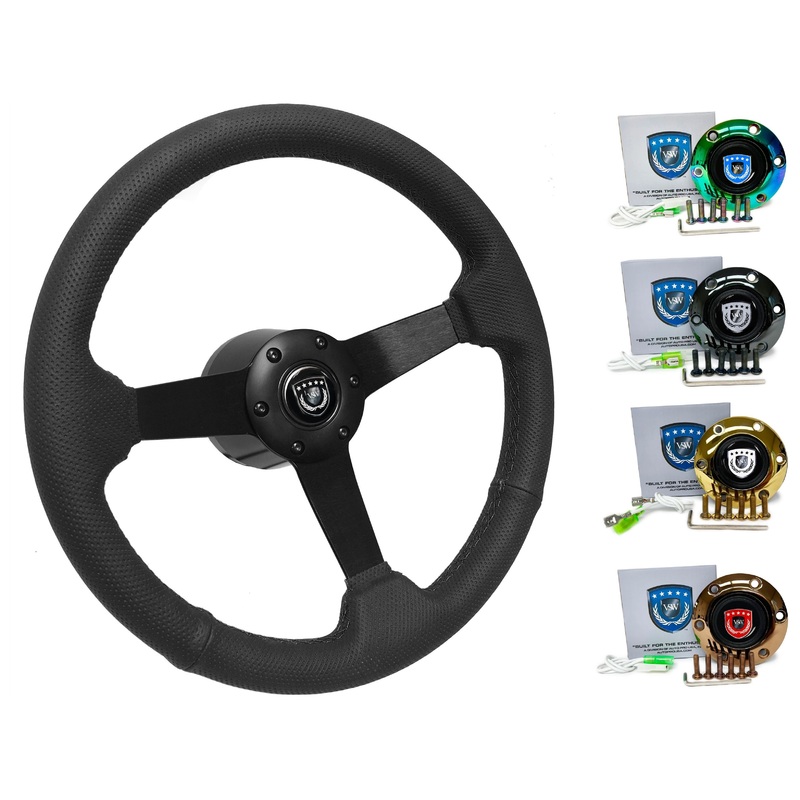 1983-90 BMW 318i Steering Wheel Kit | Perforated Black Leather | ST3602BLK