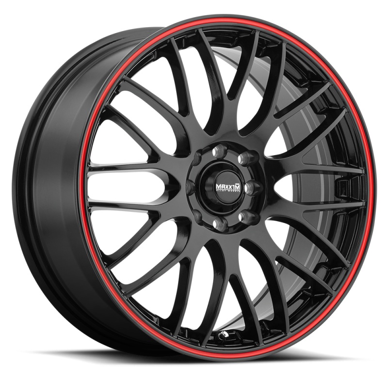 Maxxim Maze 18×7.5 10×100/114.3 ET45 Black/Red Stripe