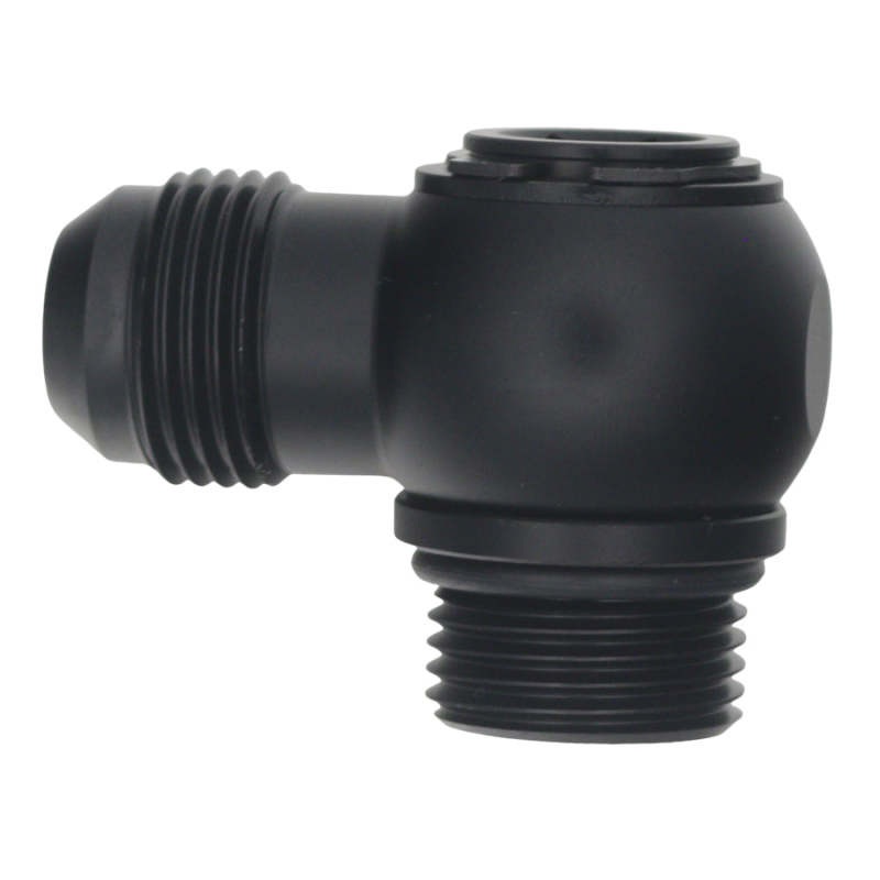 DeatschWerks 10AN ORB Male to 10AN Male Flare Low Profile 90-Degree Swivel – Anodized Matte Black