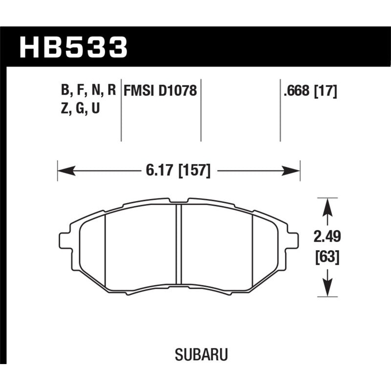 Hawk 2006-2007 Subaru B9 Tribeca Limited HPS 5.0 Front Brake Pads