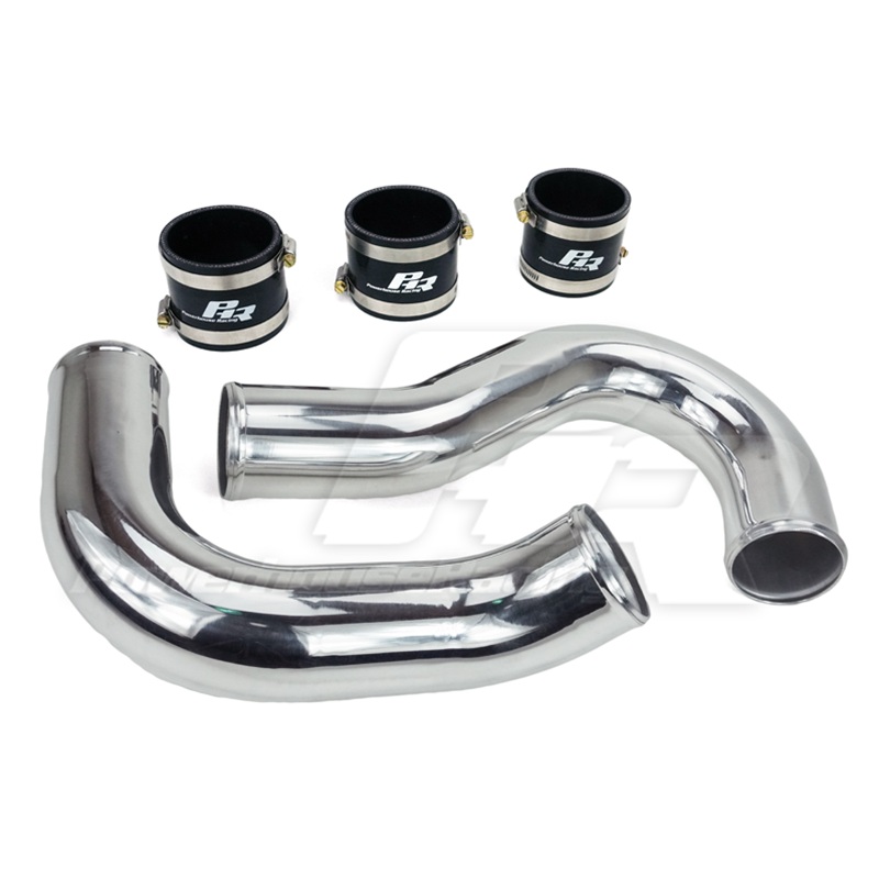 PowerHouse Racing (PHR) 3.0″ Hot Side Intercooler Pipe for S23/S45/V45 Turbo Kits – Wrinkle black powder coat-Fits PowerHouse Racing (PHR) or ETS Intercoolers or similar with straight entry end tank-Includes clamp and o-ring for v-band flange