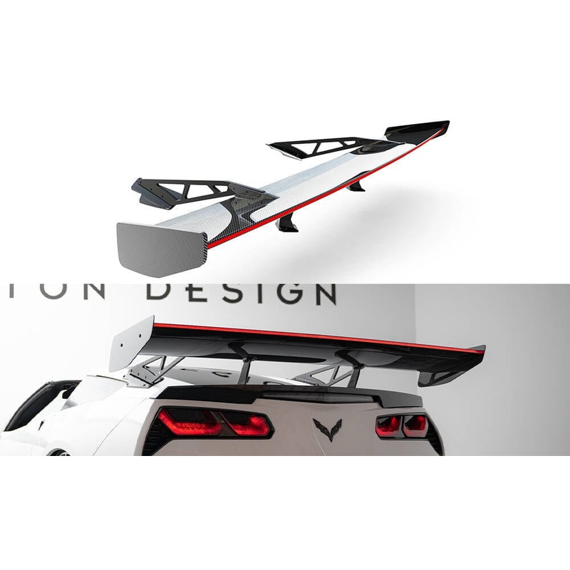 Maxton Design Carbon Spoiler With Upper Swan Mounting + LED – Chevrolet Corvette Stingray / Grand Sport C7