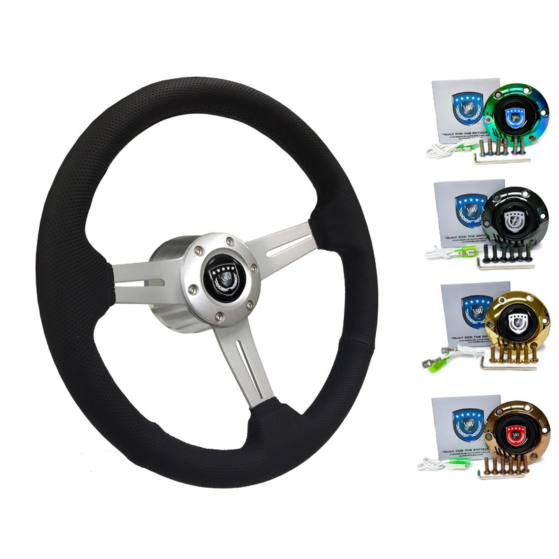 1985-88 BMW 528e Steering Wheel Kit | Perforated Leather | ST3587BLK-BLK