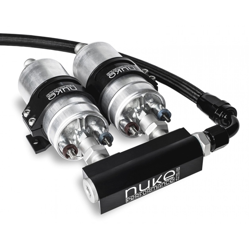 Nuke Performance 4-Port Fuel Log Collector for Dual Bosch 044 Fuel Pumps