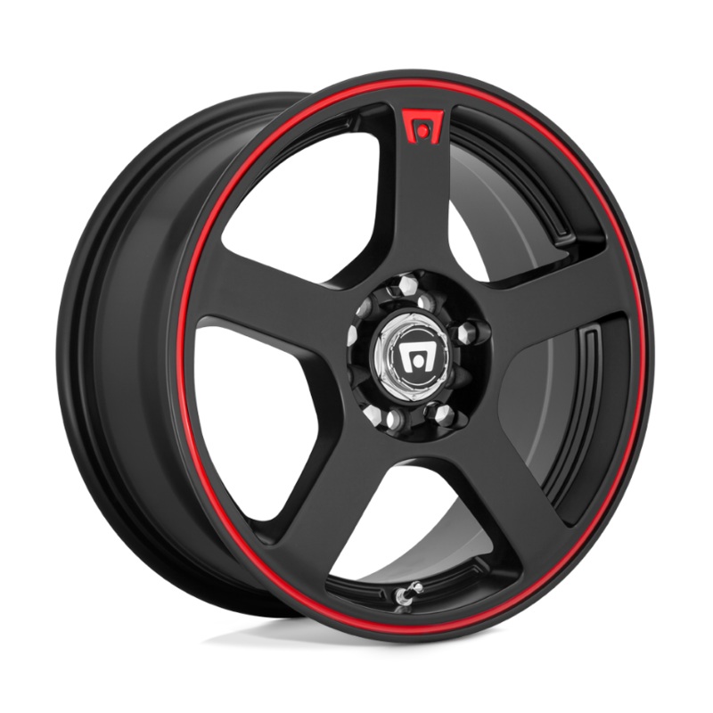 15×6.5 Motegi FS5 MR116 Matte Black w/Red Stripe