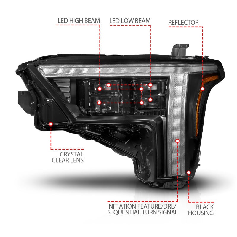ANZO 22-24 Toyota Tundra (w/Factory LED Refl.) Z-Series Full LED Proj Headlights – Driver Side ONLY