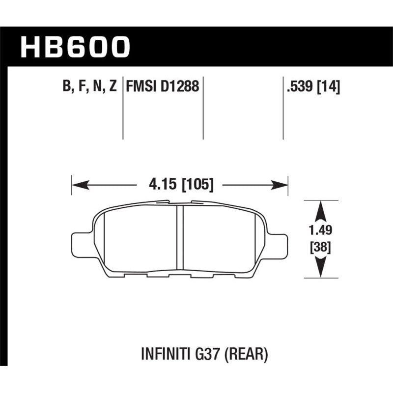 Hawk Infiniti G35 Sport/G37 / 08-10 Nissan Rogue / 07-09 Sentra SE-R / 10 Sentra SE-R M/T Performanc