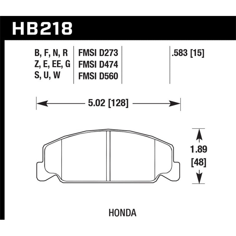 Hawk 88-89 Civic Si / 92-00 Civic CX / 88-00 DX / 98-00 GX Performance Ceramic Street Front Brake Pa