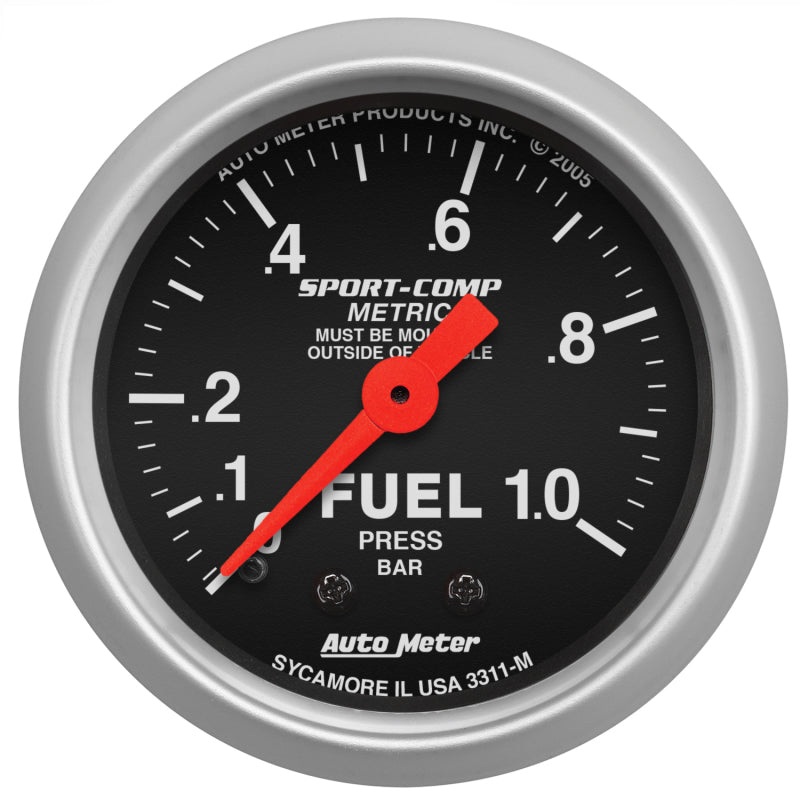Autometer Sport-Comp 52mm 0-1.0 Bar Fuel Pressure Mechanical Gauge Universal | 3311-M