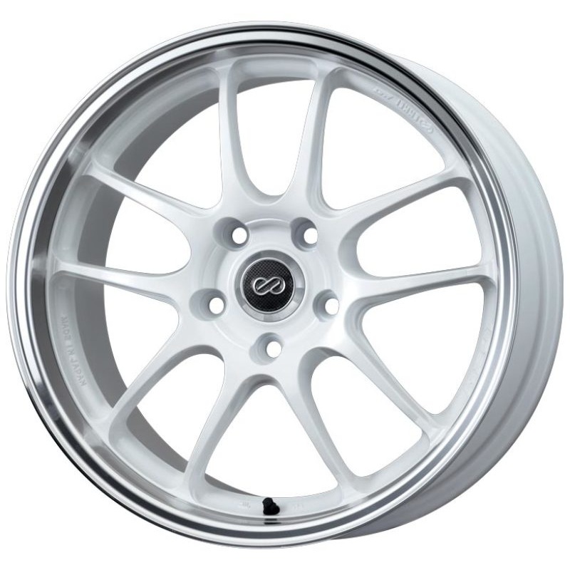 Enkei PF01SS 17×8 5×114.3 50mm Offset 75mm Bore Diameter White w/ Machined Lip