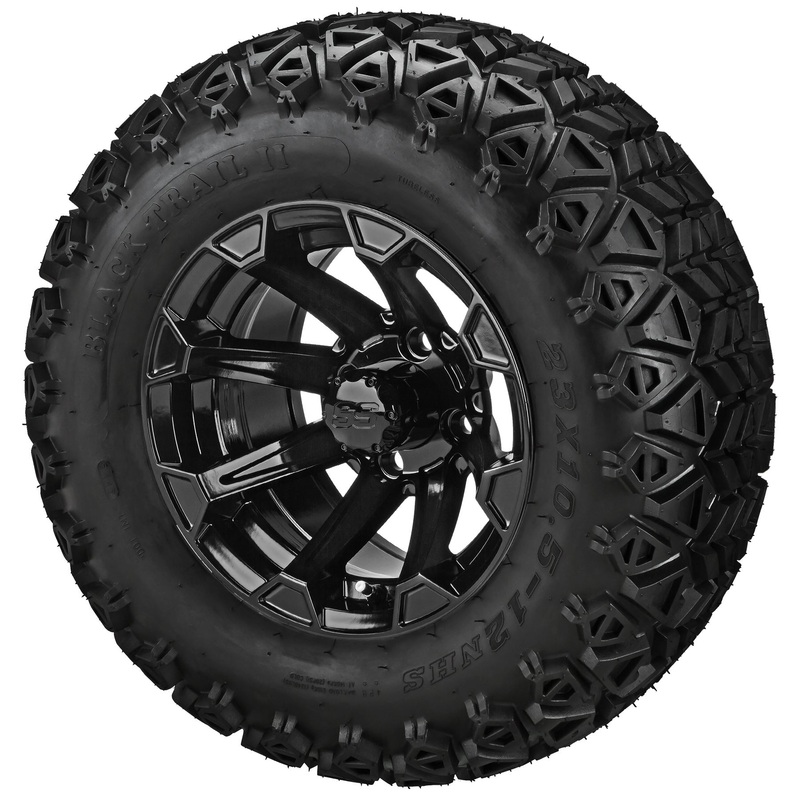 LSI 12″ Viking Gloss Black Wheel and Lifted Tire Combo