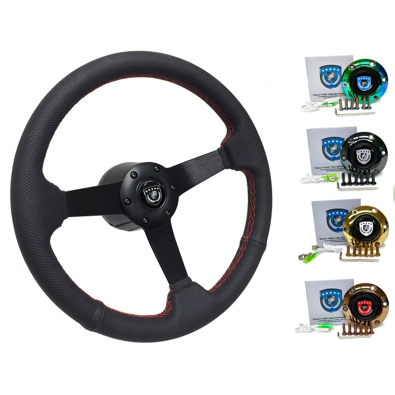 1990+ Nissan 200SX Steering Wheel Kit | Perforated Black Leather | ST3602RED