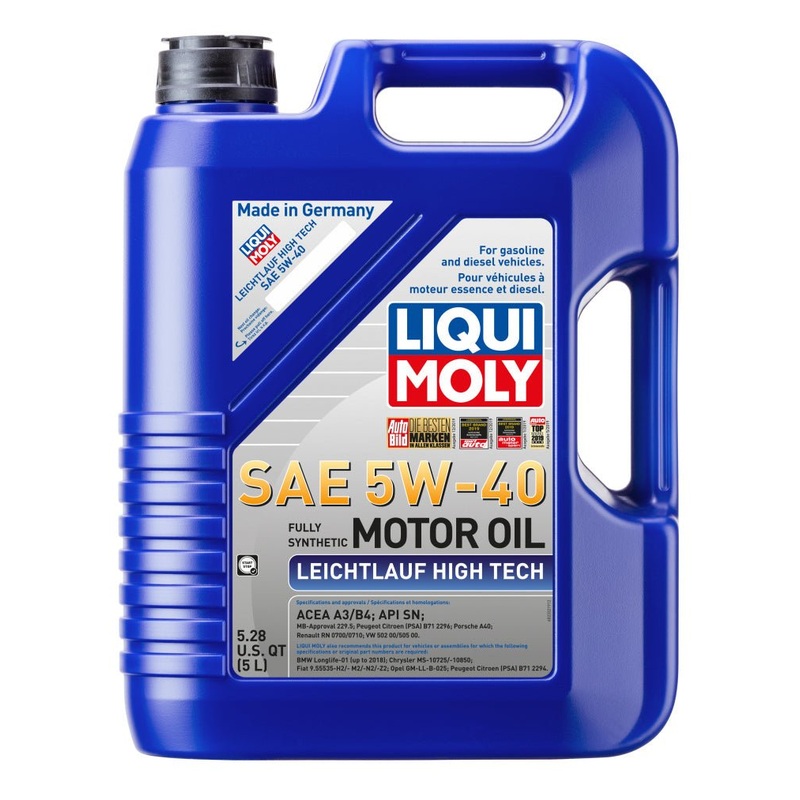 LIQUI MOLY 5L Leichtlauf (Low Friction) High Tech Motor Oil 5W40 – Case of 4